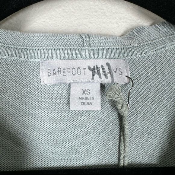 NWT Barefoot Dreams Sunbleached Cotton Bonfire Hoodie Blue Gray Ocean Size XS - Picture 3 of 10